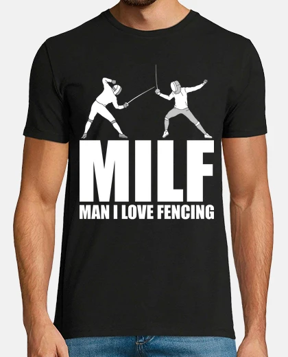 T-shirt divertente milf uomo amo la scherma cit