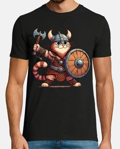 T-shirt divertente simpatico gatto vichingo mit