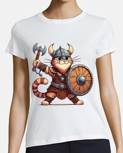 T-shirt divertente simpatico gatto vichingo mit