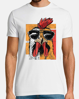 divertente galletto animali pollame grafica pun tee shirt regalo carino pollo con gli occhiali uomo 