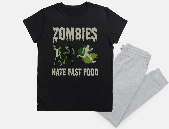 Pijama divertido gourmet humor los zombis odian la comida rápida