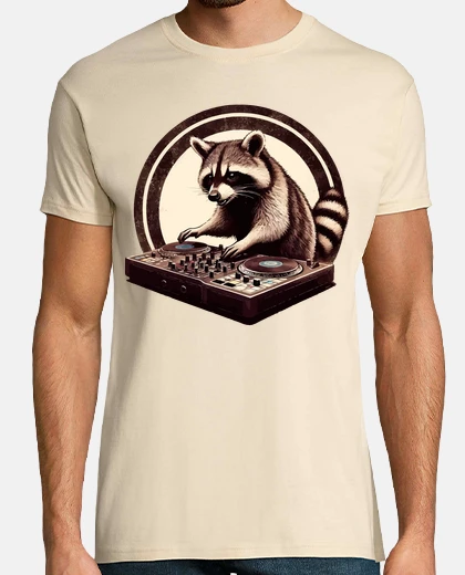 Camiseta divertido mapache dj