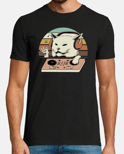 Tee-shirt dj cat meme femmes criant