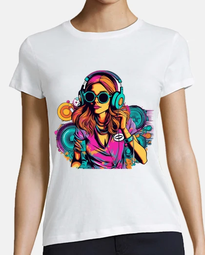 T-shirt dj donna sui ponti techno acid new hippie house parade