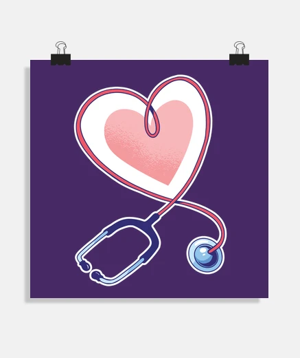 Poster doctor&#39;s stethoscope, hospital, doctoress, decoration for health establishment