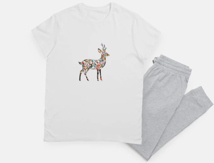 Pajama Doe Silhouette Floral Art
