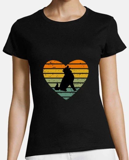 Playera dog akita inu love retro heart dog