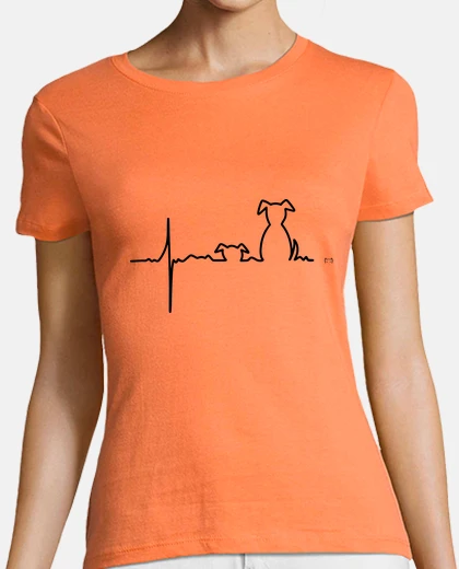 T-shirt dog electrocardiogram on black