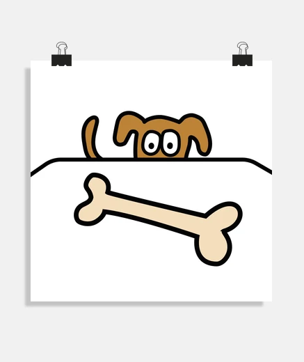 Poster dog looking at a bone