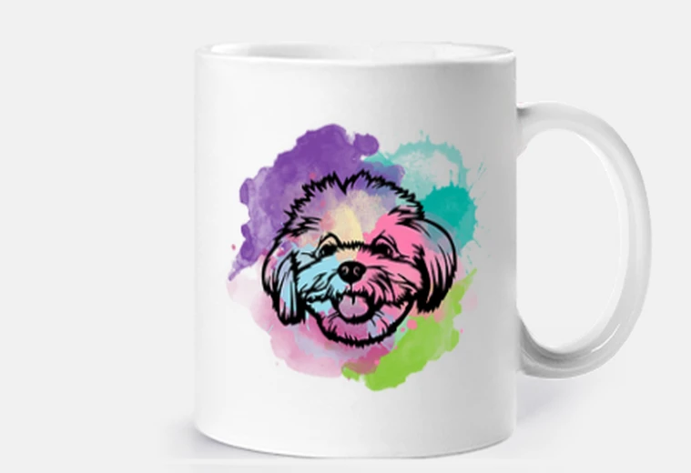 Cup dog lover i splash art maltese