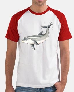 dolphin - homme, le style de base-ball, blanc et rouge