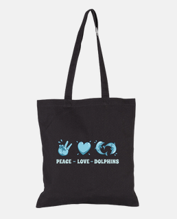 dolphins peace love no to war tote bag
