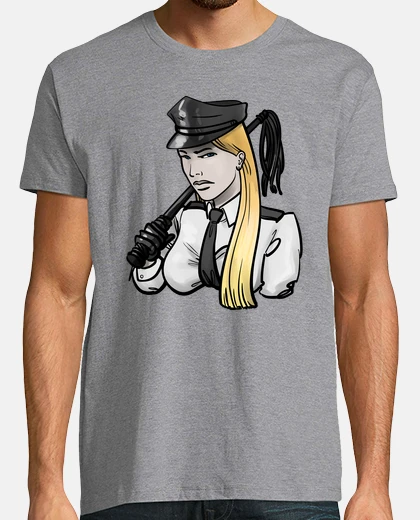 Tee-shirt dominatrice militaire - homme, manches courtes, gris chiné, qualité extra