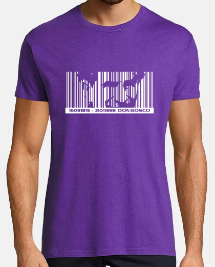 Camiseta Don Bosco Código de Barras - Hombre, manga corta, morado, calidad extra