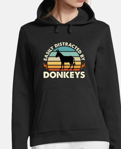 Hoodie Donkey Easily Distracted By Retro