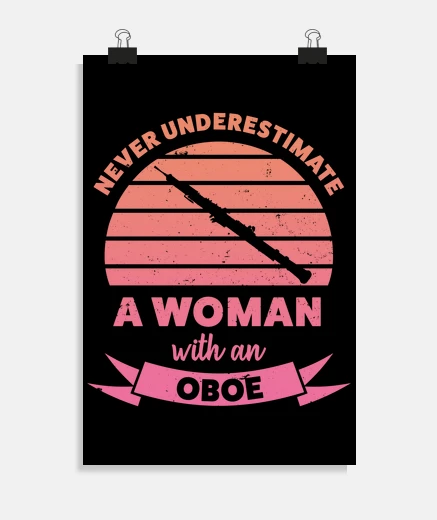 Poster donna con un oboe musica divertente reg