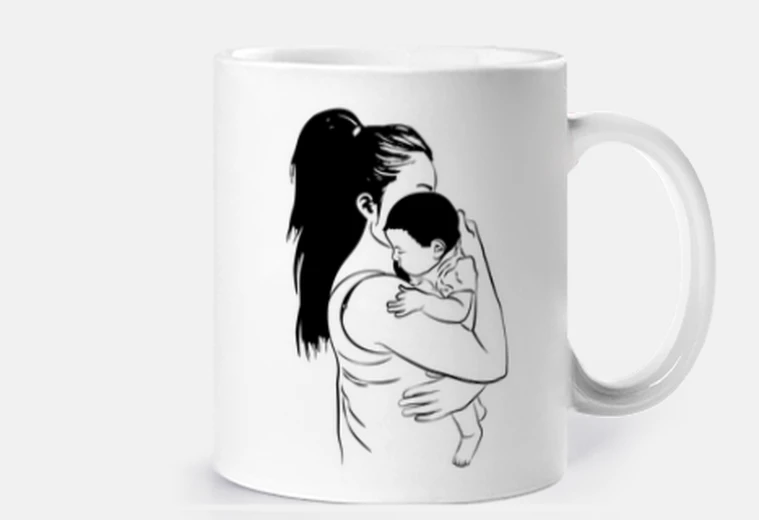 Tazza donna e bebè in braccio, tazza personalizzabile