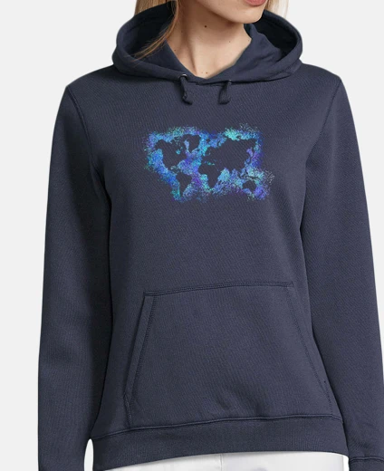 Felpa Donna, felpa con cappuccio, blu scuro