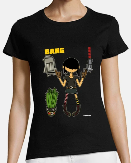 T-shirt Donna, manica corta, nera, qualità premium
