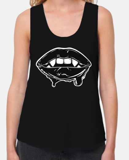 T-shirt donna, spalline larghe, vampiro