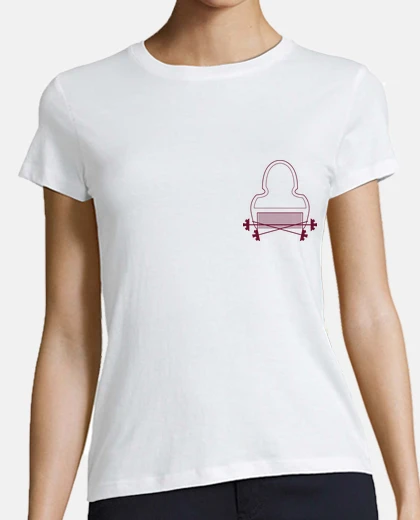 T-shirt Donna, stile baseball, bianca e blu marino