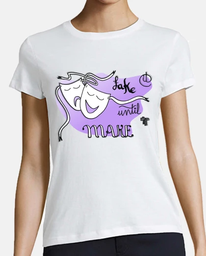 T-shirt Donna, stile baseball, bianca e blu marino