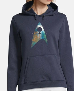 Donna, felpa con cappuccio, blu scuro