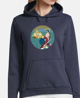 Donna, felpa con cappuccio, blu scuro