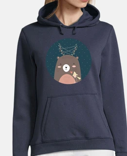 Donna, felpa con cappuccio, blu scuroChristmas Bear... Friendship! Woman sweatshirt