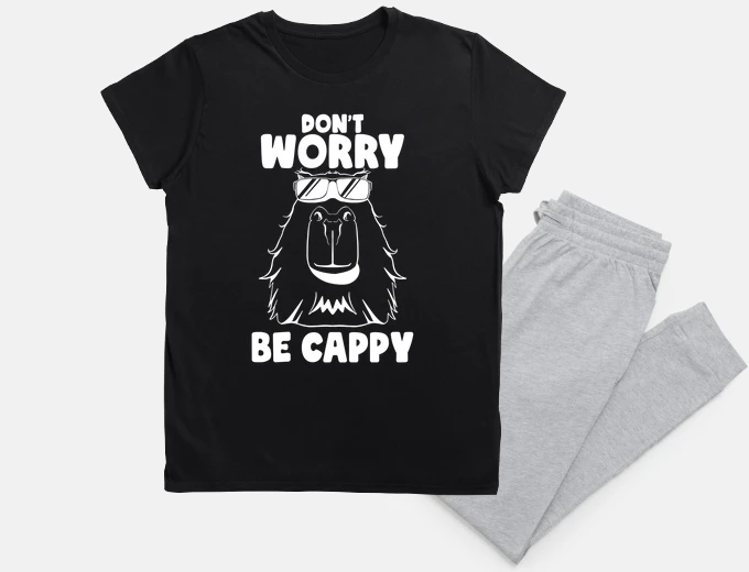 Pyjama dont worry be cappy funny capybara face