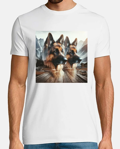 T-shirt doppia esposizione dei pastori tedeschi