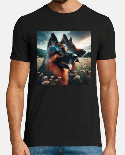 T-shirt doppia esposizione dei pastori tedeschi