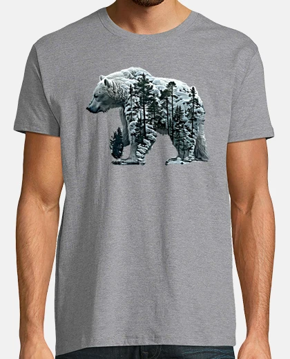 T-shirt doppia esposizione dell&#39;orso polare