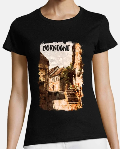 Tee-shirt dordogne france ville aquarelle