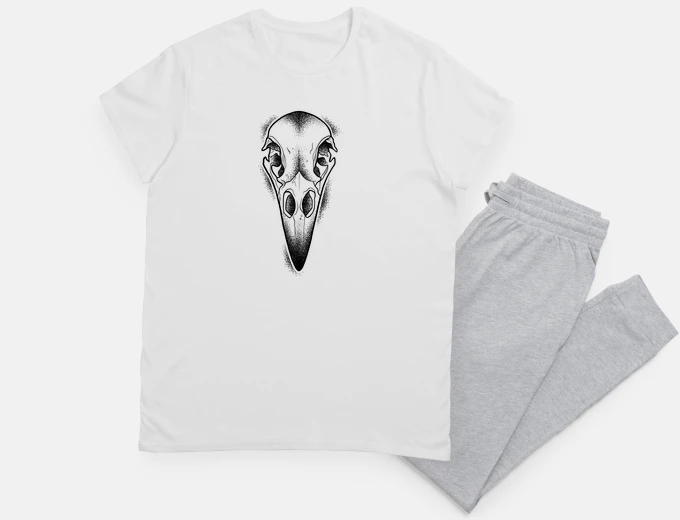 Pyjama dotwork raven skull