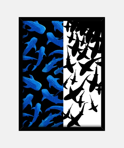 Cadre double image de requins