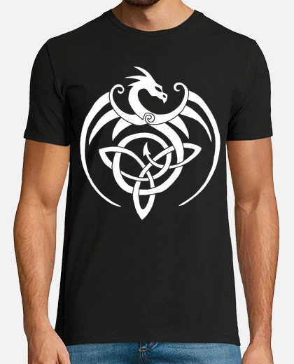 T-shirt drago bianco e simbolo celtico