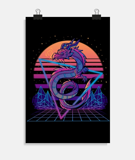 Poster drago retrowave estetico - poster