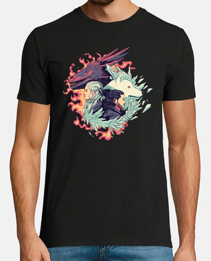 Tee-shirt dragon et loup - daenerys et jon snow