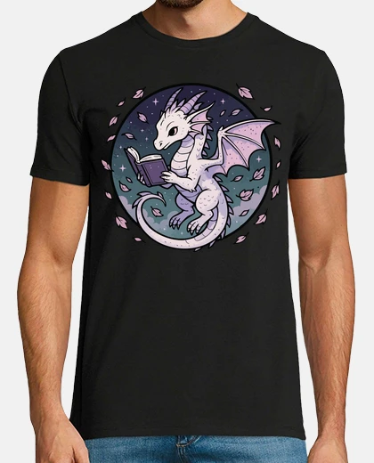 Tee-shirt dragon mignon lisant un livre