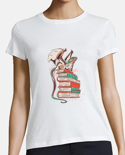 T-shirt dragon on books