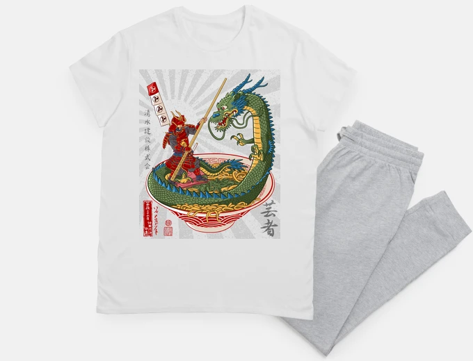 Pyjama dragon vs samurai over ramen