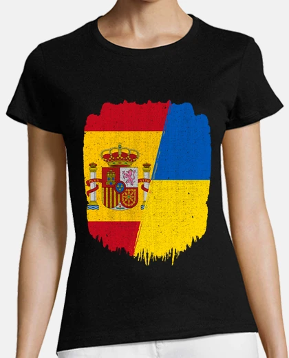 Tee-shirt drapeau de l&#39;espagne et de l&#39;ukraine espagnol et ukrainien