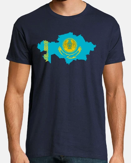 Tee-shirt drapeau de la carte du kazakhstan