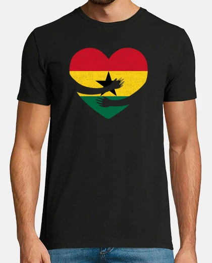 Tee-shirt drapeau ghanéen fierté cœur fier ghanéen câlin ancien