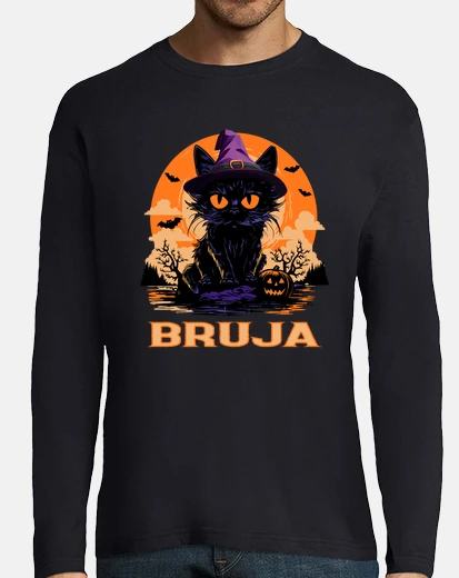 Tee-shirt drôle de chat de sorcière d&#39;halloween disant espagnol bruja