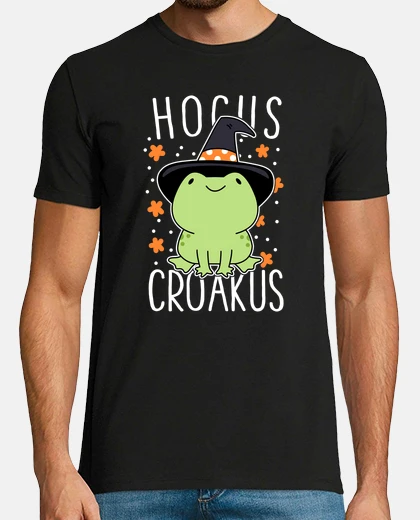 Tee-shirt drôle de grenouille d'halloween mignon hocus croakus chapeau de sorcière