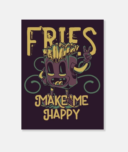 Tableau drôle humour restauration nourriture rétro français frites vintage toile