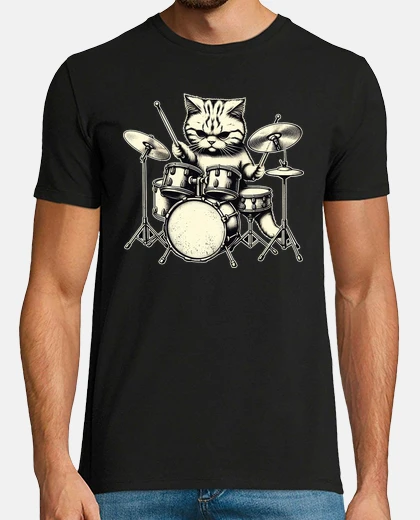 T-shirt drummer cat