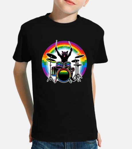 Kids Drummer Kitten Rainbow Musician Music